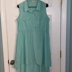 Baby blue high low button up dress size XL